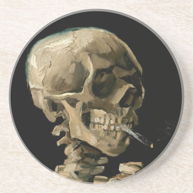 Vincent van Gogh - Skull with Burning Cigarette Coaster (Front)