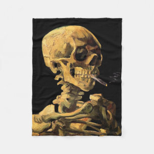 Vincent Van Gogh - Skull With Burning Cigarette Fleece Blanket
