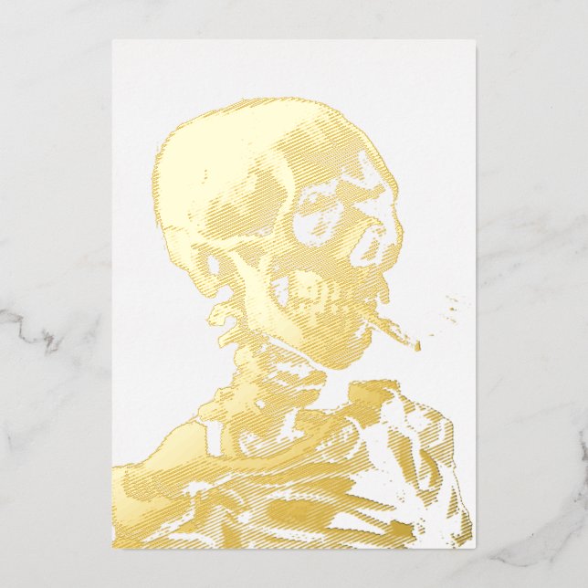 Vincent van Gogh - Skull with Burning Cigarette Foil Holiday Card (Front)