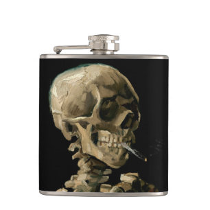 Vincent van Gogh - Skull with Burning Cigarette Hip Flask