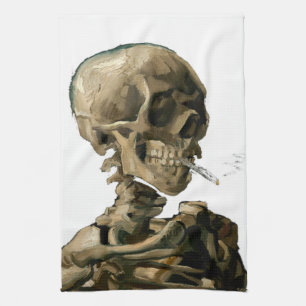 Vincent van Gogh - Skull with Burning Cigarette Kitchen Towel