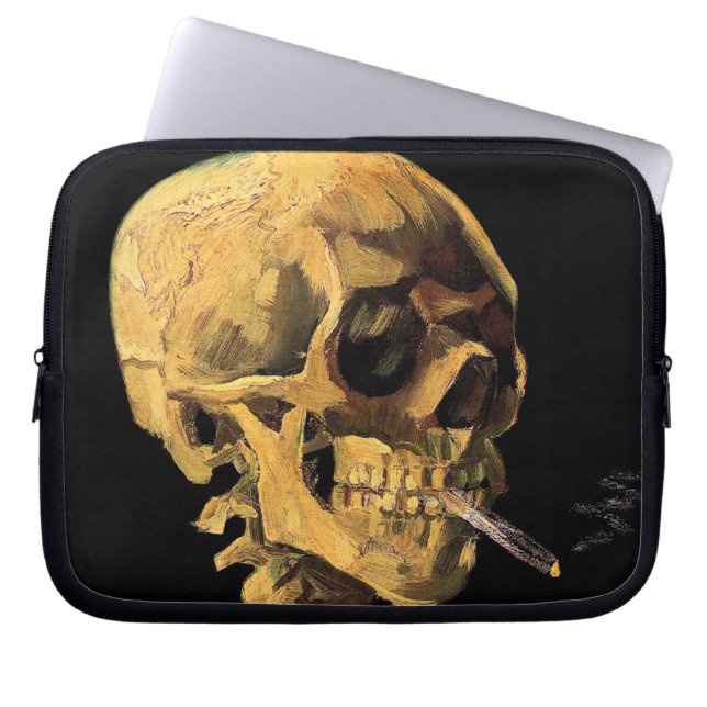Vincent Van Gogh - Skull With Burning Cigarette Laptop Sleeve (Front)