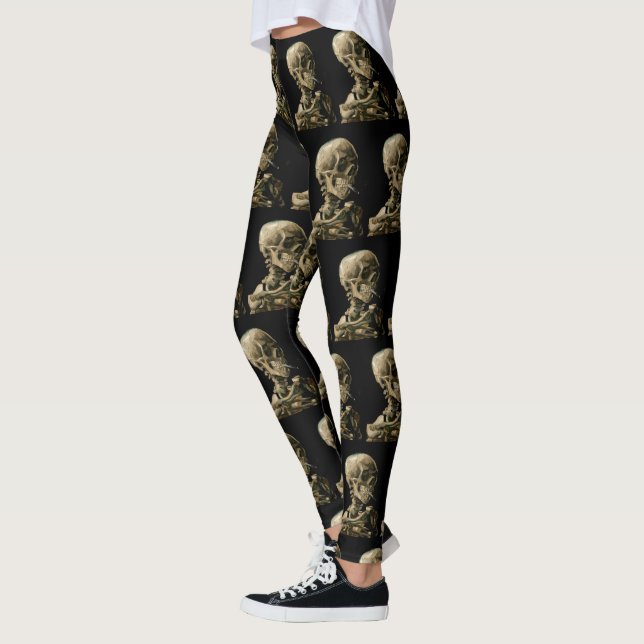 Vincent van Gogh - Skull with Burning Cigarette Leggings (Left)