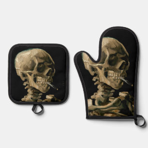 Vincent van Gogh - Skull with Burning Cigarette Oven Mitt & Pot Holder Set