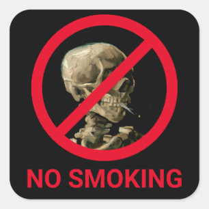 Vincent van Gogh - Skull with Burning Cigarette Square Sticker