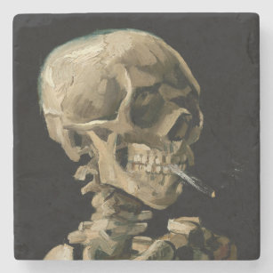 Vincent van Gogh - Skull with Burning Cigarette Stone Coaster