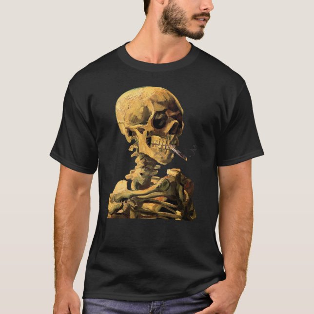 Vincent Van Gogh - Skull With Burning Cigarette T-Shirt (Front)