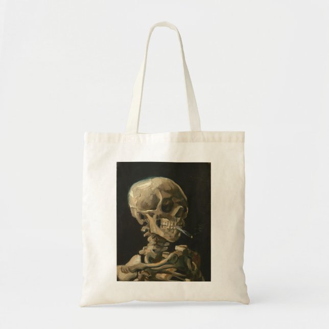 Vincent Van Gogh - Skull with Burning Cigarette Tote Bag (Front)