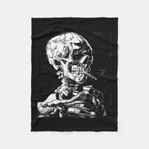 Vincent Van Gogh Skull With Cigarette Skeleton Hal Fleece Blanket