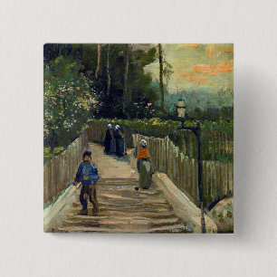 Vincent van Gogh - Sloping Path in Montmartre 2 Inch Square Button