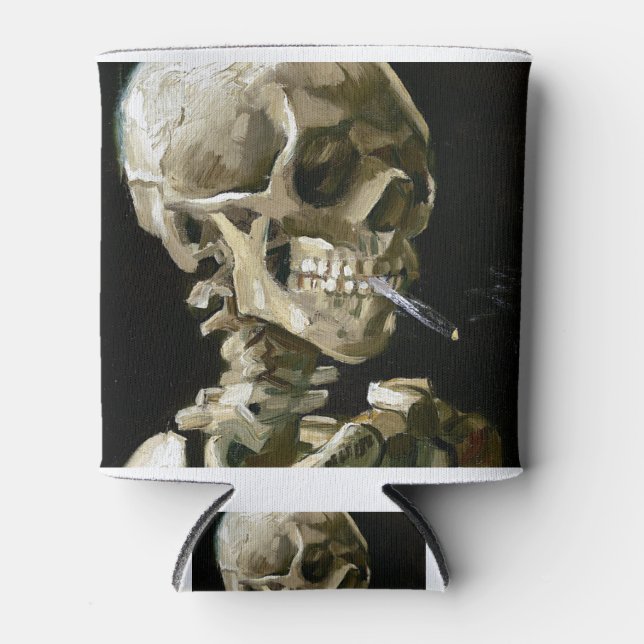 Vincent van Gogh Smoking Skeleton Can Cooler (Front)