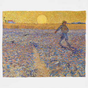 Vincent van Gogh - Sower with Setting Sun Fleece Blanket