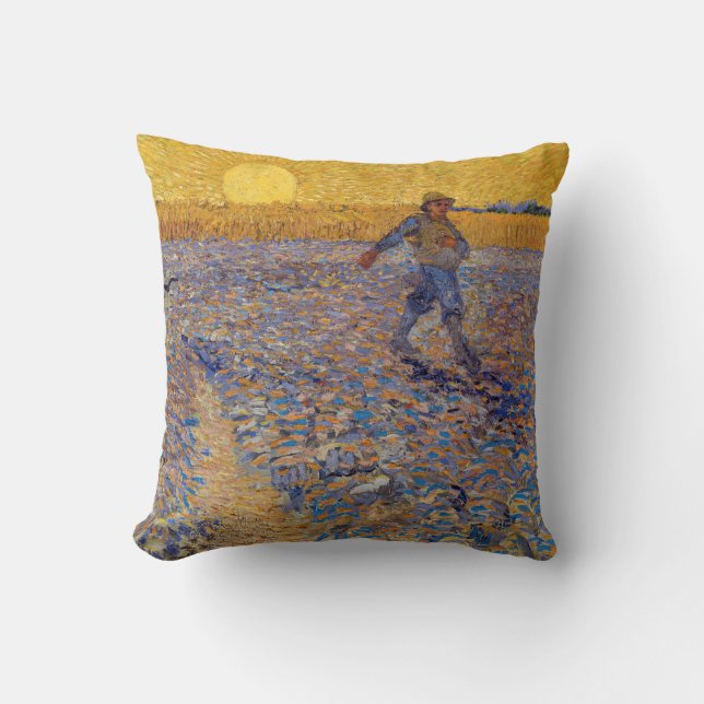 Vincent van Gogh - Sower with Setting Sun Throw Pillow (Front)