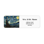 Vincent van Gogh, Starry Night<br><div class="desc">Vincent van Gogh,  Starry Night. Famous impressionism fine art. Landscape oil painting. Address labels for home,  office and business.</div>