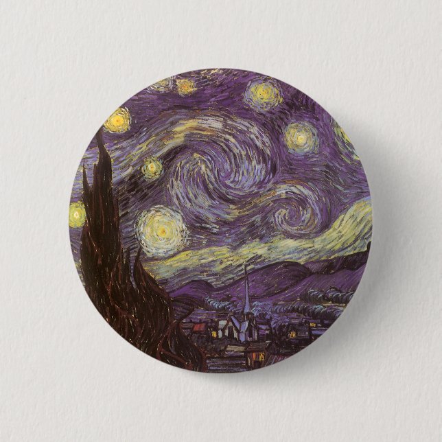 Vincent van Gogh - Starry Night 2 Inch Round Button (Front)