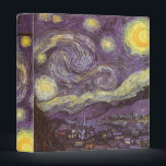 Vincent van Gogh - Starry Night Binder<br><div class="desc">Starry Night (1889) by Vincent van Gogh is a vintage post impressionism fine art landscape nature painting. A view of a city in a valley at night with the clouds swirling, the stars shining and a beautiful golden yellow crescent moon. It was painted during the day from memory and is...</div>