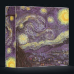 Vincent van Gogh - Starry Night Binder<br><div class="desc">Starry Night (1889) by Vincent van Gogh is a vintage post impressionism fine art landscape nature painting. A view of a city in a valley at night with the clouds swirling, the stars shining and a beautiful golden yellow crescent moon. It was painted during the day from memory and is...</div>