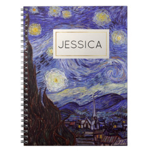Vincent Van Gogh Starry Night Custom Name Notebook