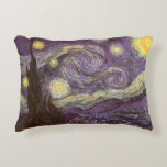 Vincent van Gogh - Starry Night Decorative Pillow<br><div class="desc">Starry Night (1889) by Vincent van Gogh is a vintage post impressionism fine art landscape nature painting. A view of a city in a valley at night with the clouds swirling, the stars shining and a beautiful golden yellow crescent moon. It was painted during the day from memory and is...</div>