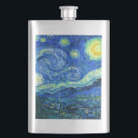 vincent van gogh starry night hip flask<br><div class="desc">Van Gogh's famous painting,  "The Starry Night." Painted during his stay at the Saint Remy asylum in the 1880's,  van Gogh depicted the rolling hills and cypress trees he saw from his window.  Digitally enhanced by PixDezines.  Copyright © 2008-2016 PixDezines.com™ and PixDezines™ on zazzle.com. All rights reserved.</div>