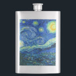 vincent van gogh starry night hip flask<br><div class="desc">Van Gogh's famous painting,  "The Starry Night." Painted during his stay at the Saint Remy asylum in the 1880's,  van Gogh depicted the rolling hills and cypress trees he saw from his window.  Digitally enhanced by PixDezines.  Copyright © 2008-2016 PixDezines.com™ and PixDezines™ on zazzle.com. All rights reserved.</div>