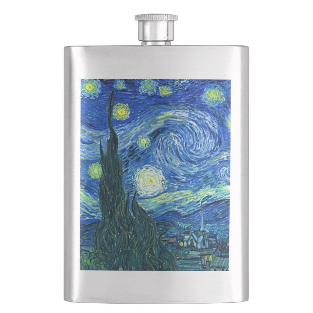 vincent van gogh starry night hip flask (Front)