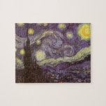 Vincent van Gogh - Starry Night Jigsaw Puzzle<br><div class="desc">Starry Night (1889) by Vincent van Gogh is a vintage post impressionism fine art landscape nature painting. A view of a city in a valley at night with the clouds swirling, the stars shining and a beautiful golden yellow crescent moon. It was painted during the day from memory and is...</div>