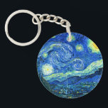 vincent van gogh starry night keychain<br><div class="desc">Van Gogh's famous painting,  "The Starry Night." Painted during his stay at the Saint Remy asylum in the 1880's,  van Gogh depicted the rolling hills and cypress trees he saw from his window.  Digitally enhanced by PixDezines.  Copyright © 2008-2016 PixDezines.com™ and PixDezines™ on zazzle.com. All rights reserved.</div>