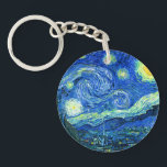 vincent van gogh starry night keychain<br><div class="desc">Van Gogh's famous painting,  "The Starry Night." Painted during his stay at the Saint Remy asylum in the 1880's,  van Gogh depicted the rolling hills and cypress trees he saw from his window.  Digitally enhanced by PixDezines.  Copyright © 2008-2016 PixDezines.com™ and PixDezines™ on zazzle.com. All rights reserved.</div>