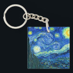vincent van gogh starry night keychain<br><div class="desc">Van Gogh's famous painting,  "The Starry Night." Painted during his stay at the Saint Remy asylum in the 1880's,  van Gogh depicted the rolling hills and cypress trees he saw from his window.  Digitally enhanced by PixDezines.  Copyright © 2008-2016 PixDezines.com™ and PixDezines™ on zazzle.com. All rights reserved.</div>