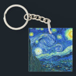 vincent van gogh starry night keychain<br><div class="desc">Van Gogh's famous painting,  "The Starry Night." Painted during his stay at the Saint Remy asylum in the 1880's,  van Gogh depicted the rolling hills and cypress trees he saw from his window.  Digitally enhanced by PixDezines.  Copyright © 2008-2016 PixDezines.com™ and PixDezines™ on zazzle.com. All rights reserved.</div>