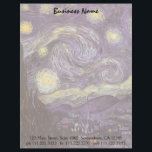Vincent van Gogh - Starry Night Letterhead<br><div class="desc">Starry Night (1889) by Vincent van Gogh is a vintage post impressionism fine art landscape nature painting. A view of a city in a valley at night with the clouds swirling, the stars shining and a beautiful golden yellow crescent moon. It was painted during the day from memory and is...</div>