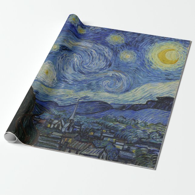 Vincent Van Gogh Starry Night Masterpiece  Wrapping Paper (Unrolled)
