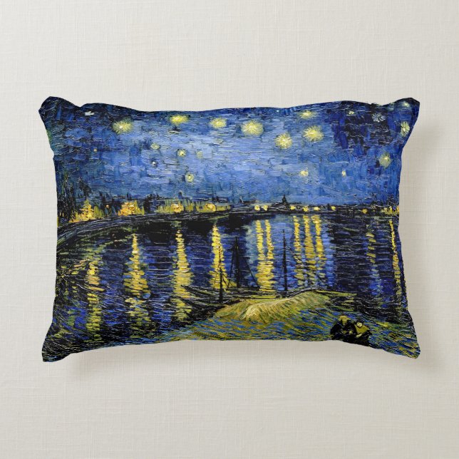 Vincent Van Gogh Starry Night Over The Rhone 1888 Accent Pillow (Front)