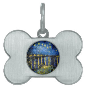 Vincent Van Gogh Starry Night Over The Rhone 1888 Pet Tag