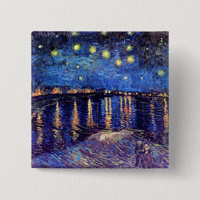 Vincent Van Gogh - Starry Night Over The Rhone 2 Inch Square Button (Front)