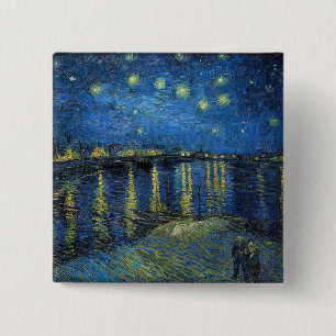 Vincent Van Gogh - Starry Night Over the Rhone 2 Inch Square Button