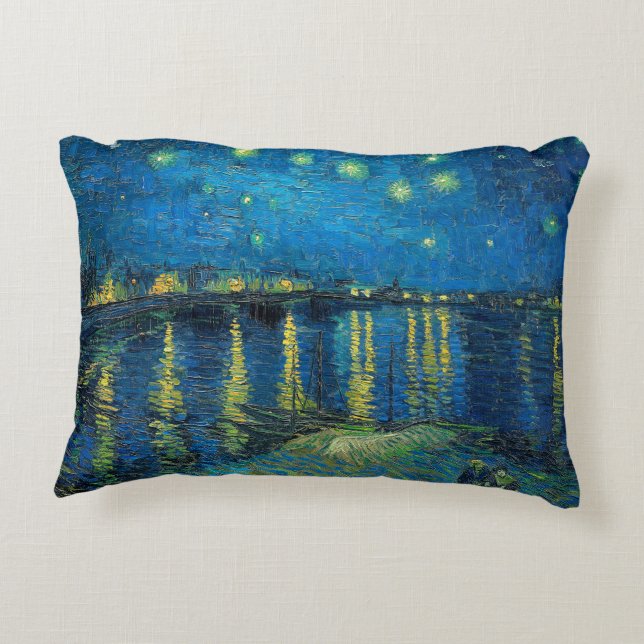 Vincent Van Gogh Starry Night Over the Rhone Accent Pillow (Back)
