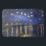 Vincent Van Gogh Starry Night Over The Rhone Bath Mat<br><div class="desc">Vincent Van Gogh Starry Night Over the Rhone Starry Night Over the Rhone (September 1888) is one of Vincent van Gogh's paintings of Arles at night time in Arles. It was painted at a spot on the bank of the Rhone River that was only a one or two-minute walk from...</div>