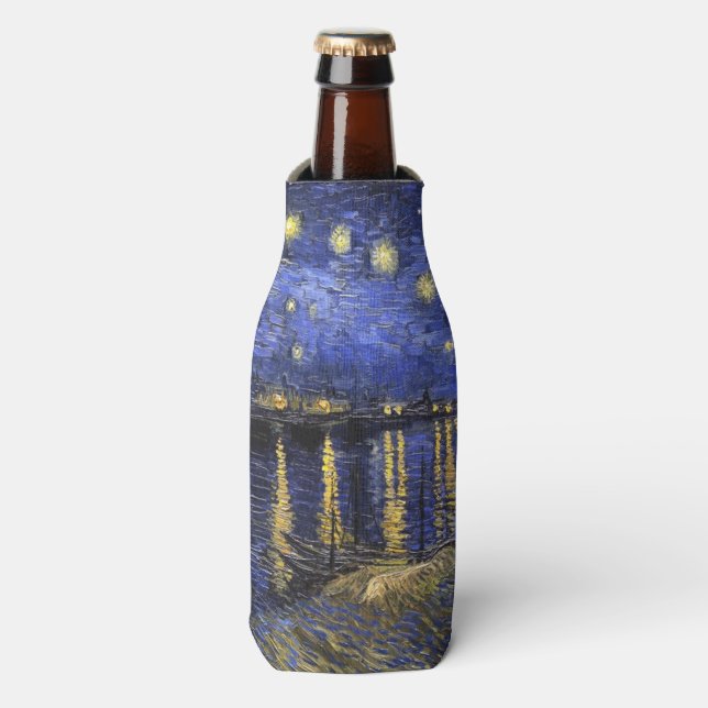 Vincent Van Gogh Starry Night Over The Rhone Bottle Cooler (Bottle Front)