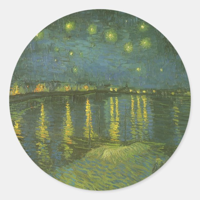 Vincent van Gogh - Starry Night Over the Rhone Classic Round Sticker (Front)