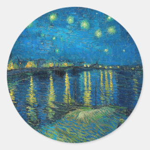 Vincent Van Gogh Starry Night Over the Rhone Classic Round Sticker