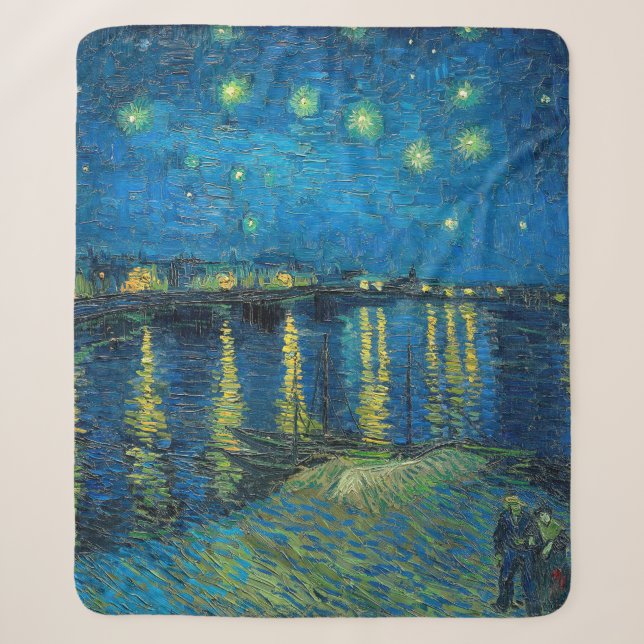 Vincent Van Gogh Starry Night Over the Rhone Sherpa Blanket (Front)