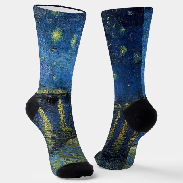 Vincent van Gogh - Starry Night Over the Rhone Socks (Angled)