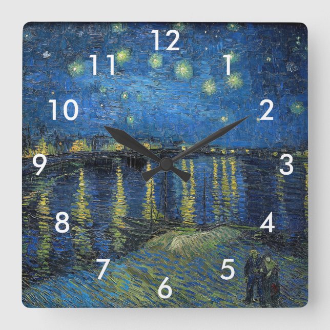 Vincent van Gogh - Starry Night Over the Rhone Square Wall Clock (Front)