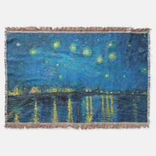 Vincent Van Gogh Starry Night Over the Rhone Throw Blanket