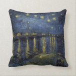 Vincent van Gogh Starry Night over the Rhone Throw Pillow<br><div class="desc">A starry night over the Rhone River in Arles,  France as painted by Vincent van Gogh.</div>