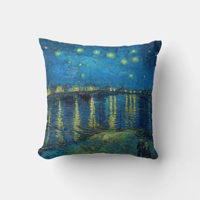 Vincent Van Gogh Starry Night Over the Rhone Throw Pillow (Front)