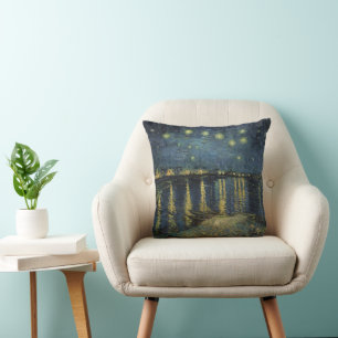 Vincent van Gogh   Starry Night Over the Rhone Throw Pillow
