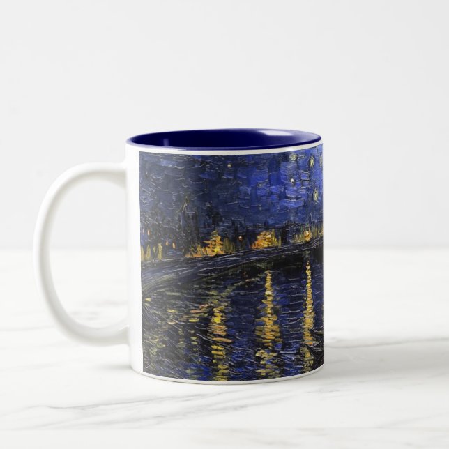 Vincent Van Gogh Starry Night Over The Rhone Two-Tone Coffee Mug (Left)